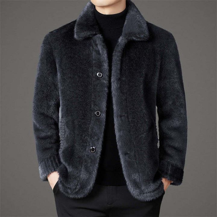 Men's elegant plush jacket with button closure Lisslune