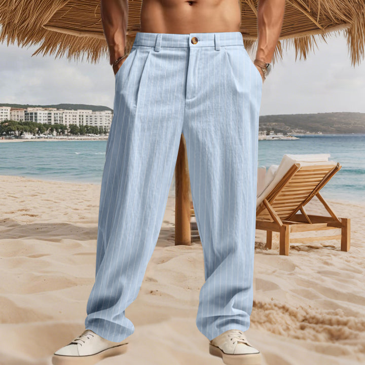 Men's Elegant Casual Pants with Fine Striped Pattern and Comfortable Fit Lisslune