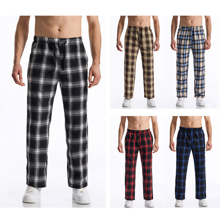 Men's flannel pajama pants with comfortable elastic waistband Lisslune