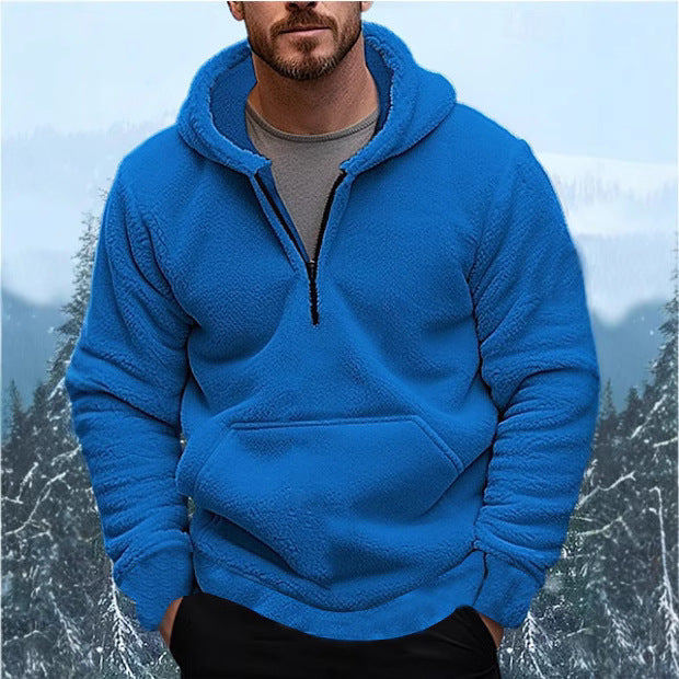 Men's fleece hoodie with deep zipper and practical kangaroo pocket Lisslune