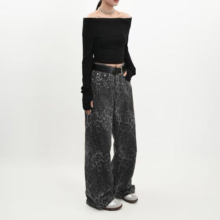 Women's leisure pants with leopard print and high waistband Lisslune