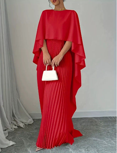 Women’s maxi dress with pleated skirt and flowing cape Lisslune