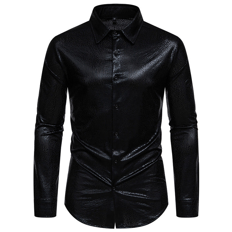 Men's Shiny Long Sleeve Shirt with Extravagant Design Lisslune