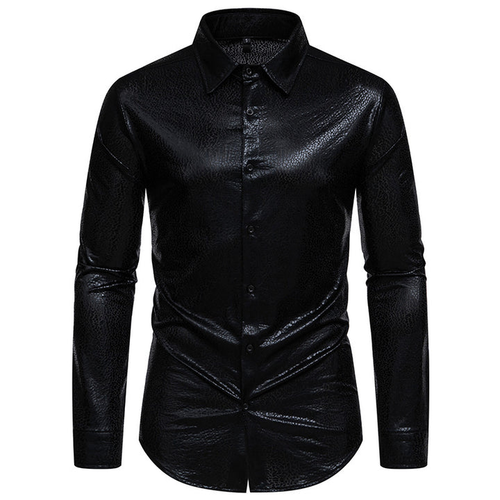 Men's Shiny Long Sleeve Shirt with Extravagant Design Lisslune