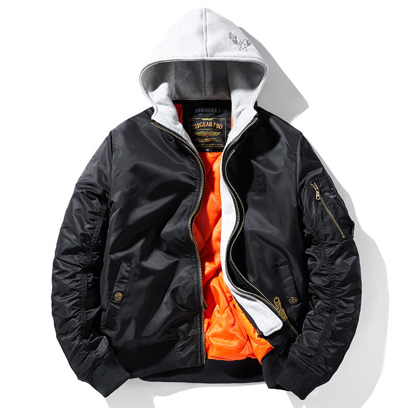 Men's Multifunctional Bomber Jacket with Removable Hood Lisslune