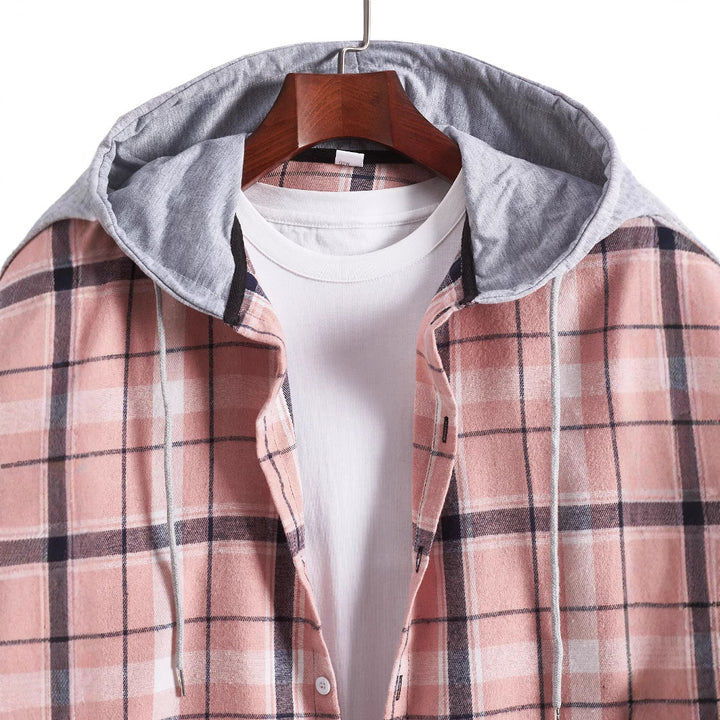 Men's overshirt with hood in modern check design Lisslune
