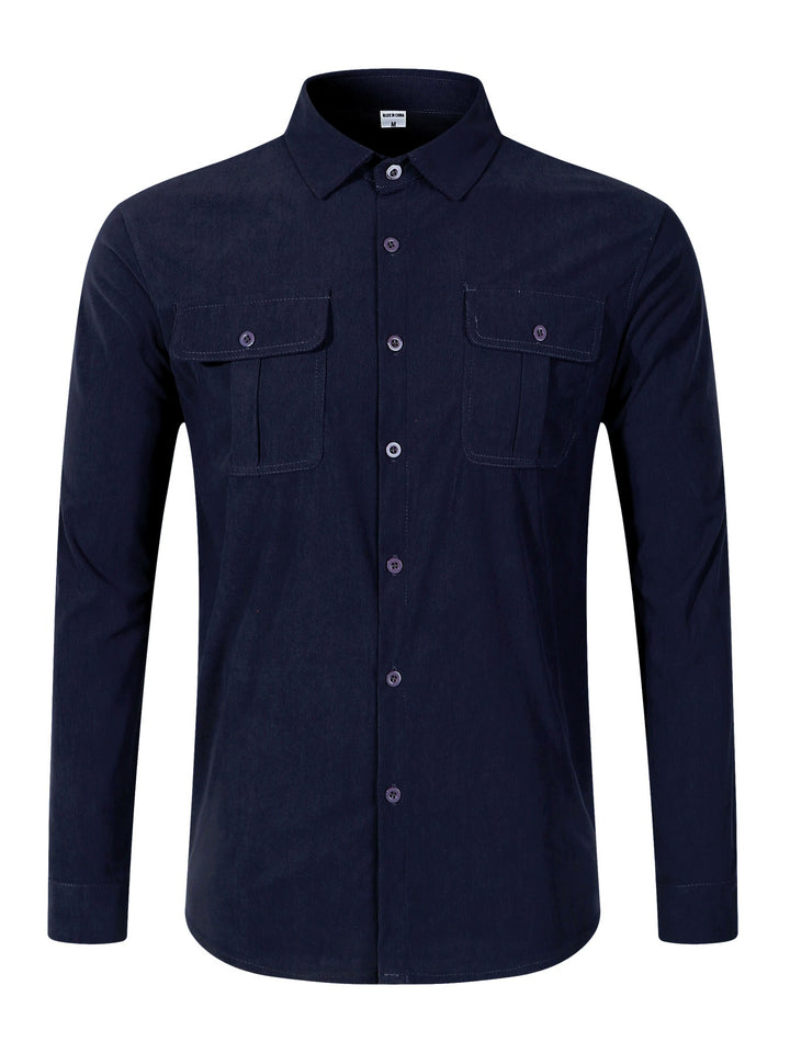 Men's long-sleeve shirt with practical chest pockets and durable fabric Lisslune