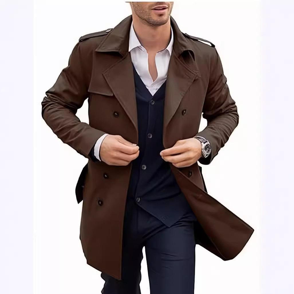 Men's elegant trench coat with textured design and double button placket Lisslune