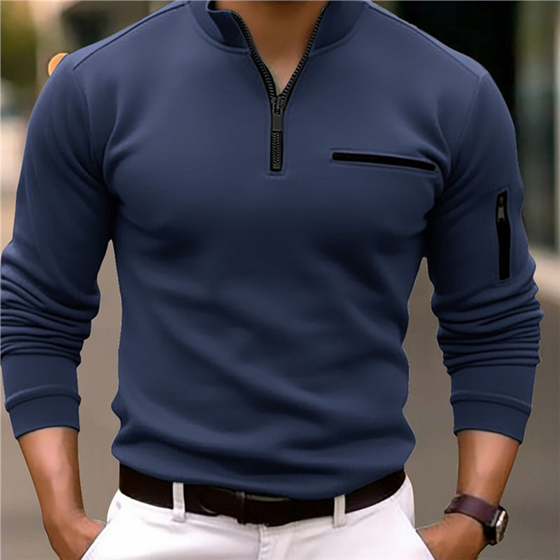 Men's sporty sweater with half zip and practical pockets Lisslune