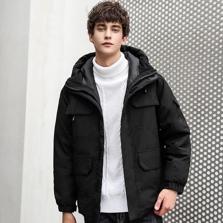 Men's weatherproof utility jacket with hood and pockets Lisslune