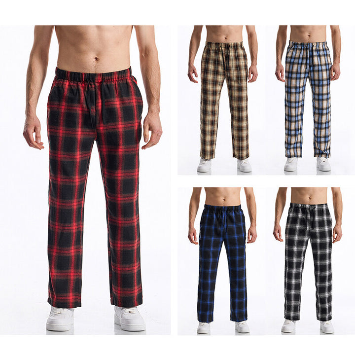 Men's flannel pajama pants with comfortable elastic waistband Lisslune
