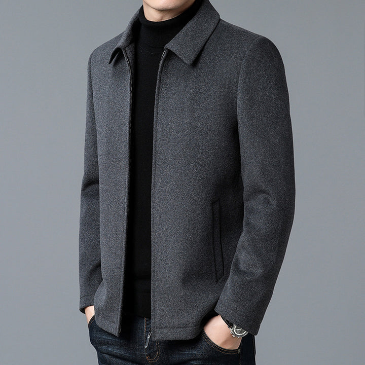 Men's Elegant Wool Jacket with Modern Stand-Up Collar Lisslune