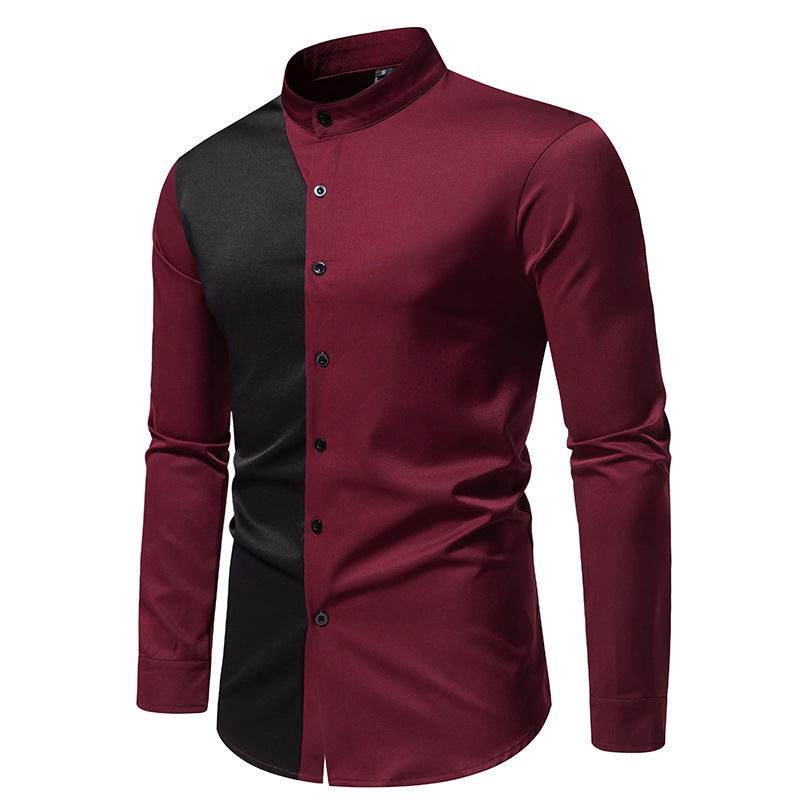 Men's stylish long sleeve shirt with chic color block design Lisslune