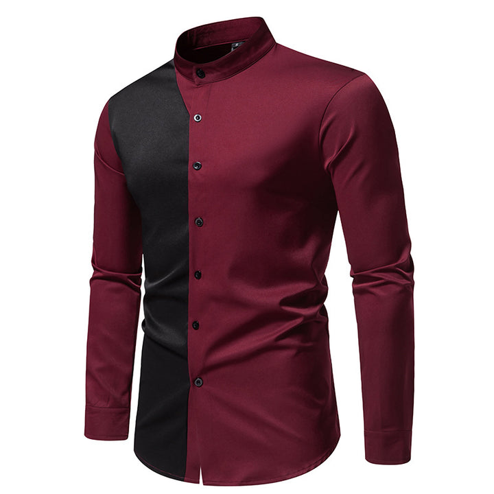 Men's stylish long sleeve shirt with chic color block design Lisslune