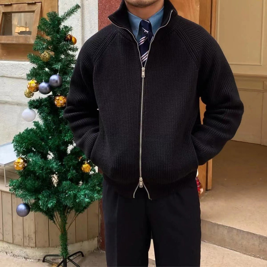 Men's high-quality cardigan with high collar and practical zipper Lisslune