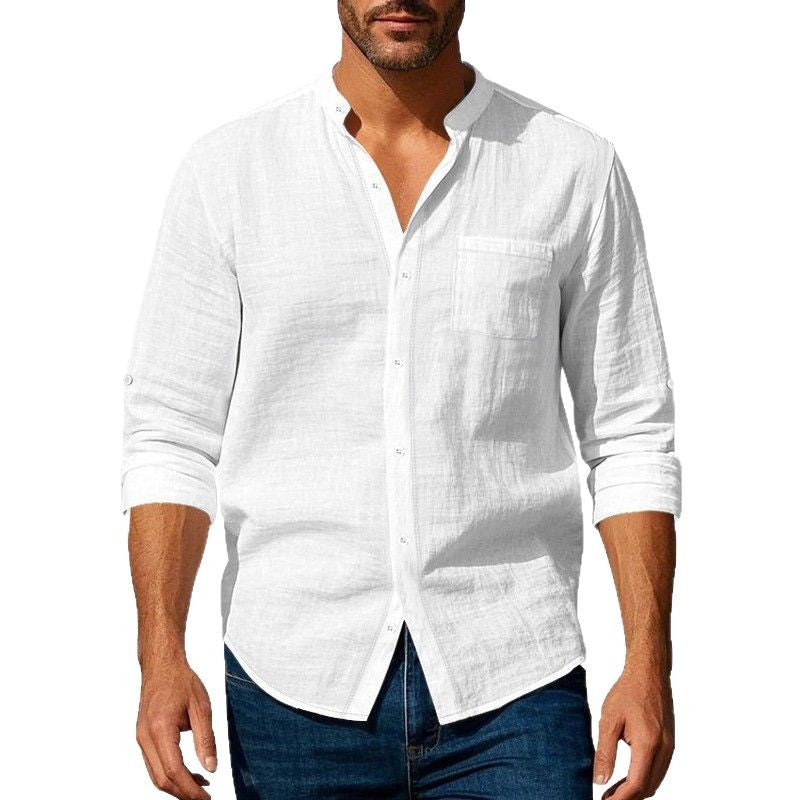 Men's Lightweight Linen Shirt with Half Collar Lisslune