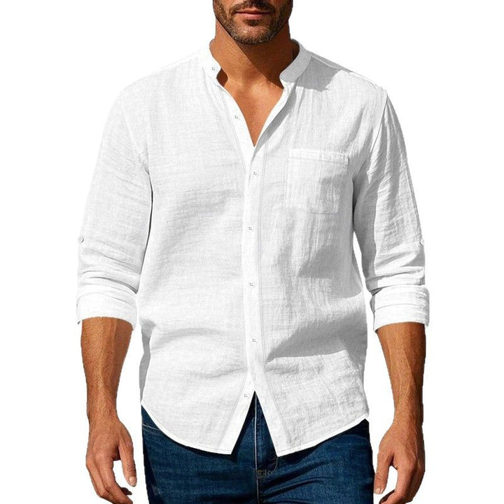 Men's Lightweight Linen Shirt with Half Collar Lisslune