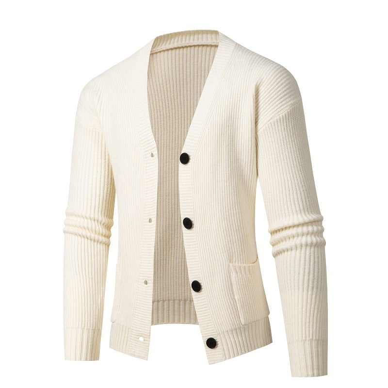 Men's fashionable cardigan with fine rib knit design Lisslune