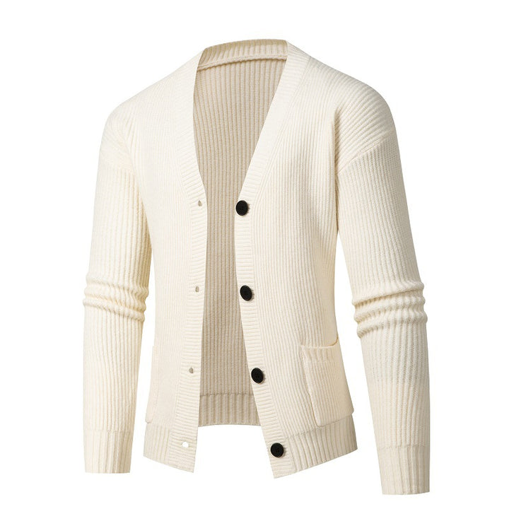 Men's fashionable cardigan with fine rib knit design Lisslune