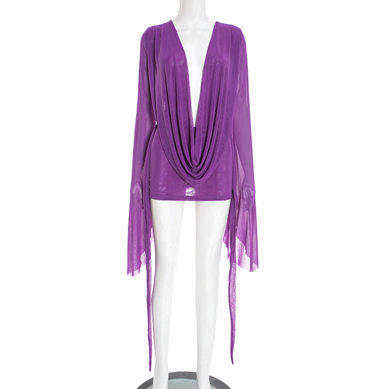 Women's Flowing Kaftan with Wide Sleeves and Deeper Neckline Lisslune
