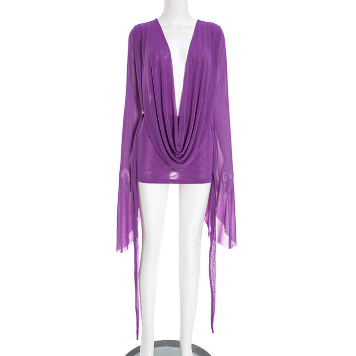 Women's Flowing Kaftan with Wide Sleeves and Deeper Neckline Lisslune