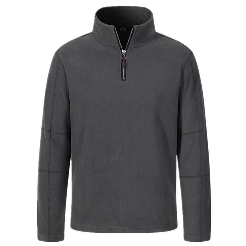 Men's fleece pullover with stand-up collar and half zipper Lisslune