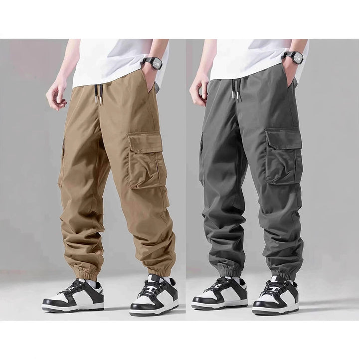 Men's cargo pants with elastic waistband and multifunctional pockets Lisslune