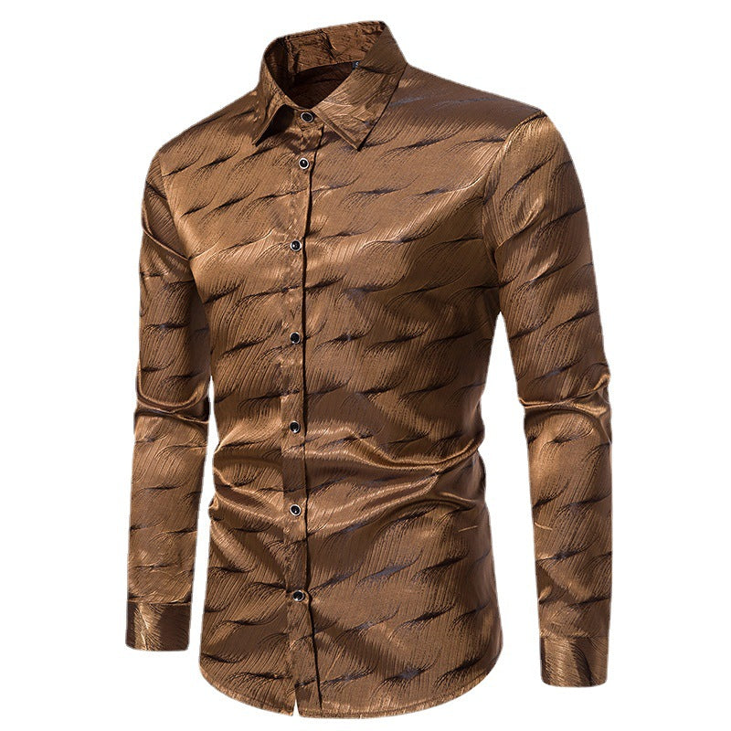 Men's elegant long sleeve shirt with textured surface pattern Lisslune