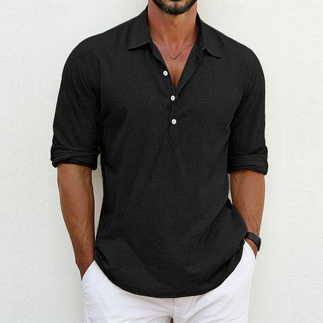 Men's casual long-sleeve shirt with button placket and modern cut Lisslune