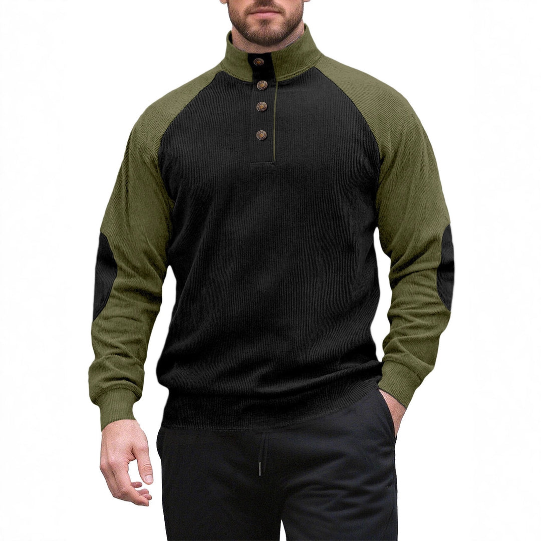 Men's knitted sweater with modern stand-up collar and button placket Lisslune