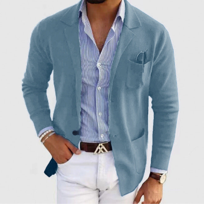 Men's sporty knitted blazer with fine texture and practical pockets Lisslune