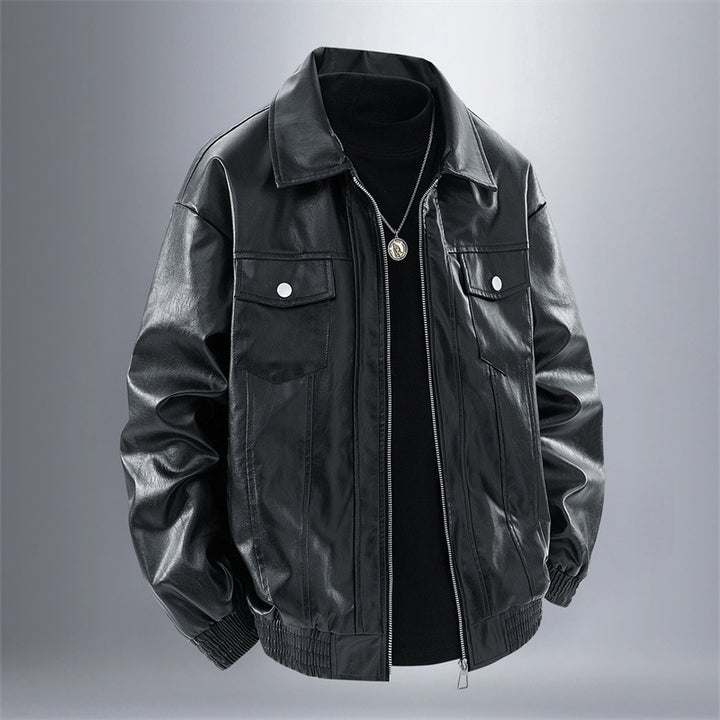 Men's Casual Synthetic Leather Jacket with Sporty Cut Lisslune