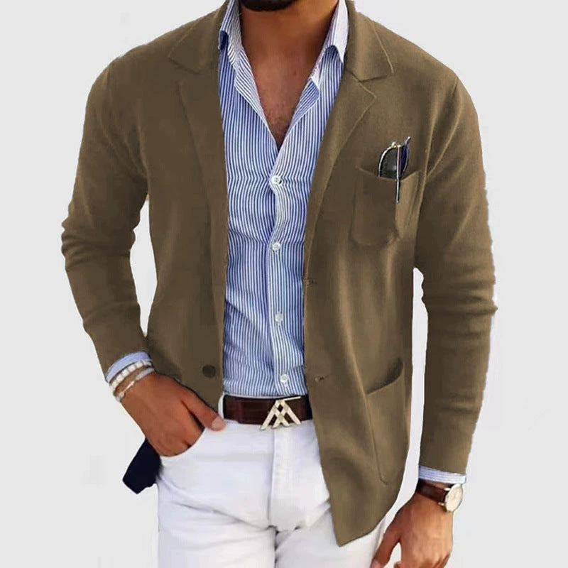 Men's casual knit blazer with practical pockets and comfortable fit Lisslune