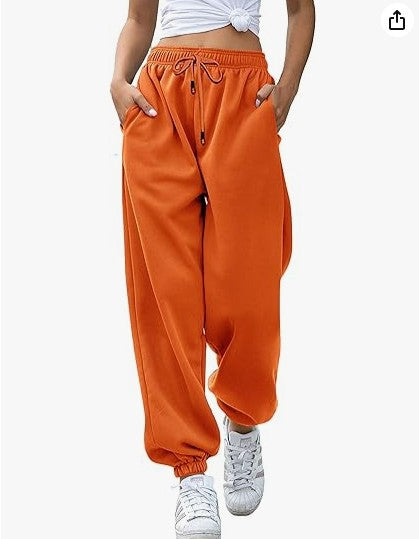 Women's casual sweatpants with high waistband and side zipper pockets Lisslune