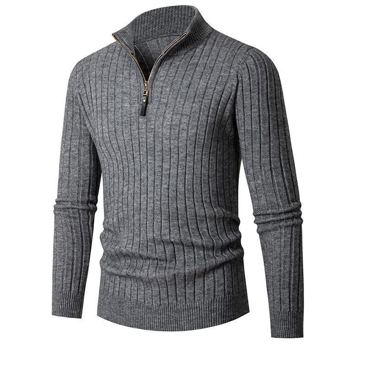 Men's pullover with stand-up collar and textured rib design Lisslune