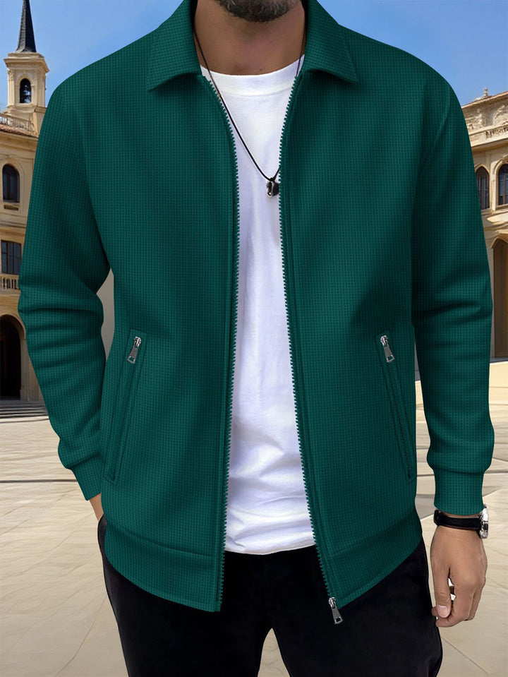 Men's modern leisure jacket with textured design and practical zip pockets Lisslune