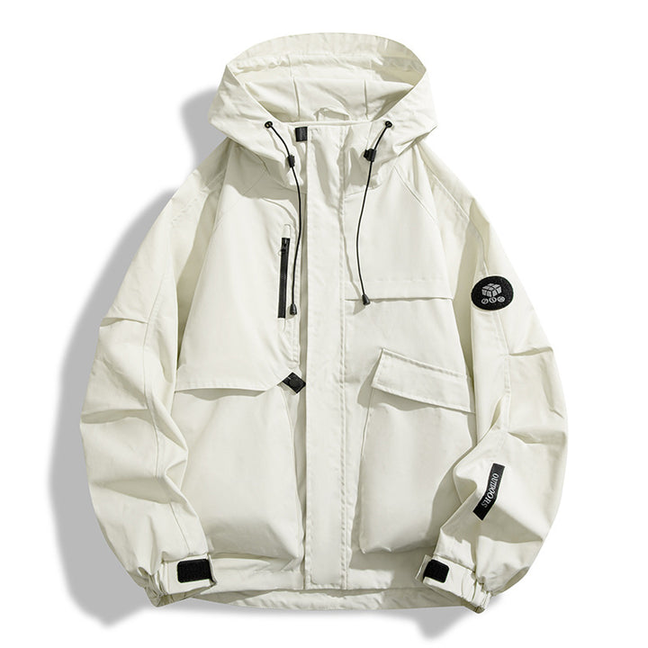 Men's All-Weather Jacket with Practical Pockets and Adjustable Hood Collar Lisslune