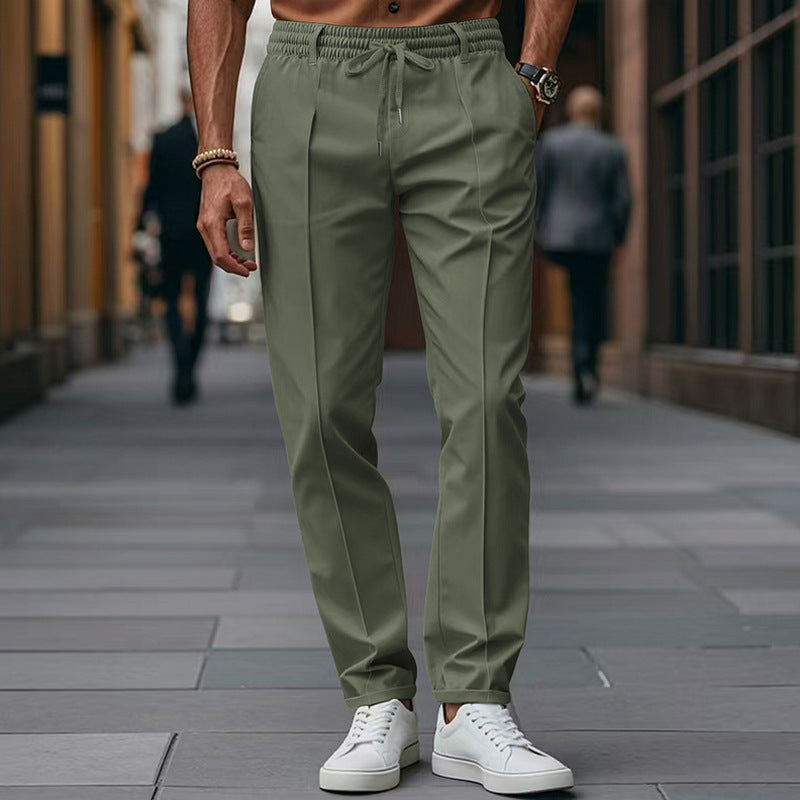 Men's leisure pants with elastic waistband and contemporary slim fit Lisslune