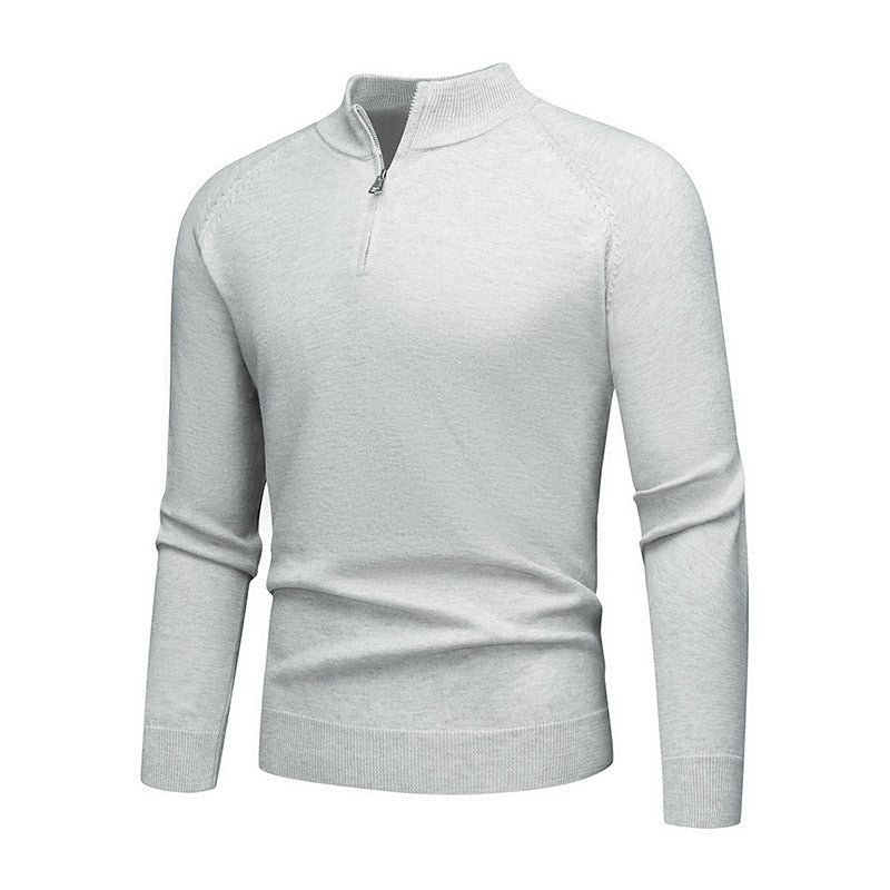 Men's Knit Sweater with Short Zip and Ergonomic Cut Lisslune