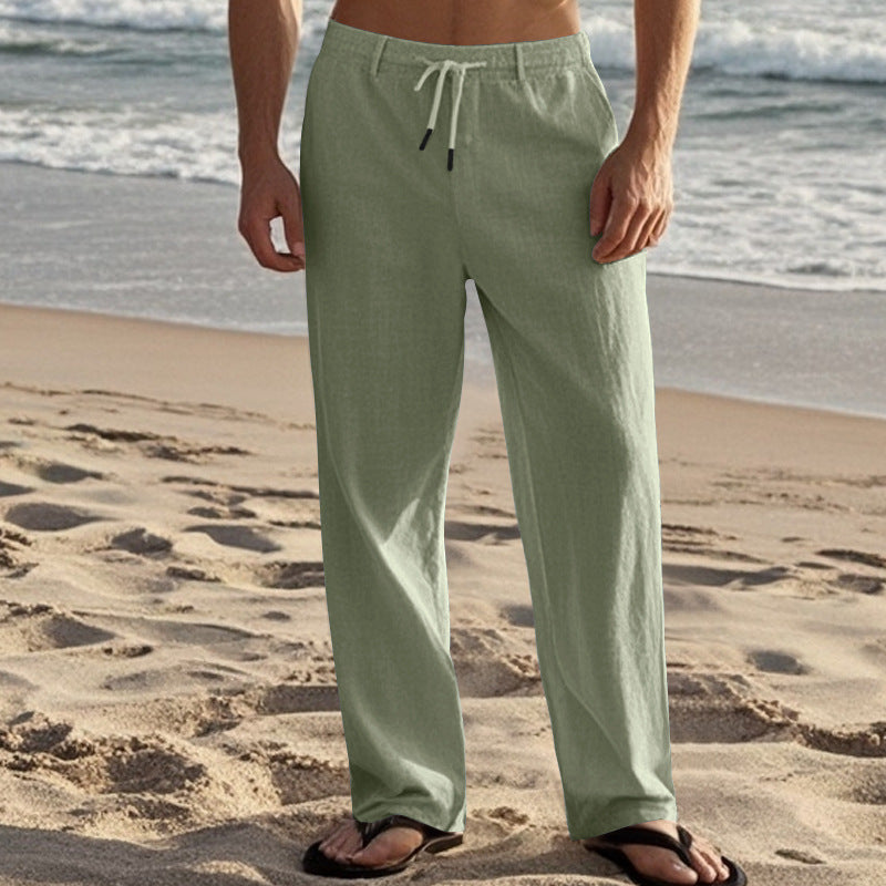 Men's Comfortable Beach Pants with Elastic Waistband and Convenient Side Pockets Lisslune
