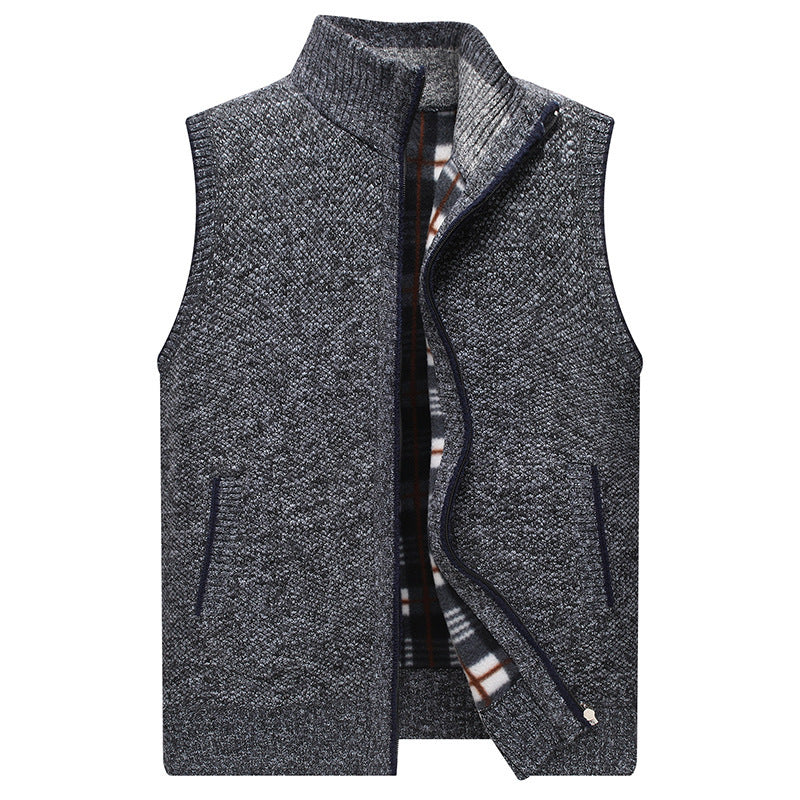 Men's cardigan with high collar and checked interior Lisslune