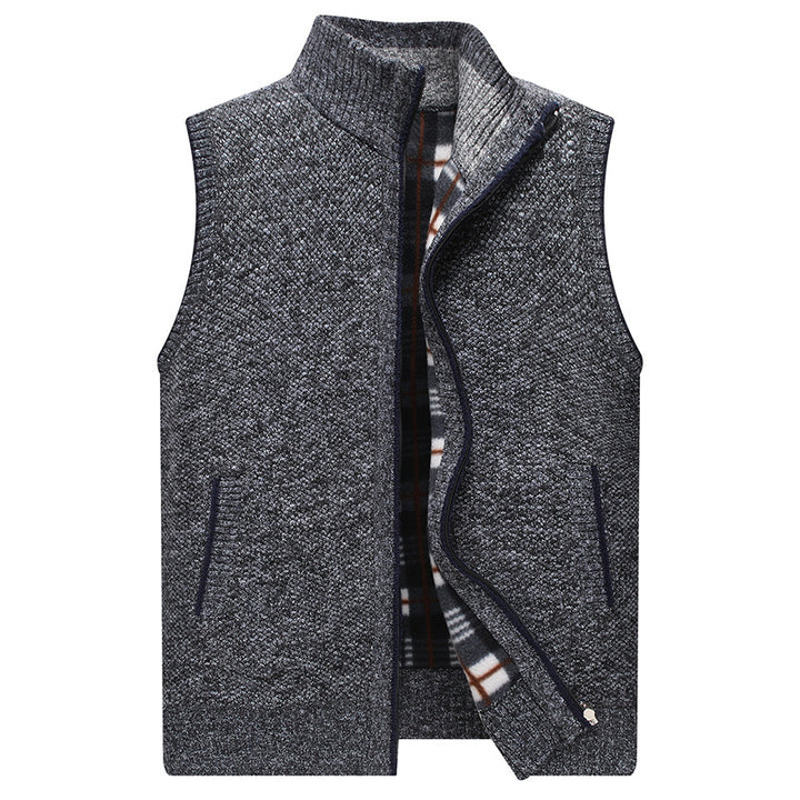 Men's cardigan with high collar and checked interior Lisslune