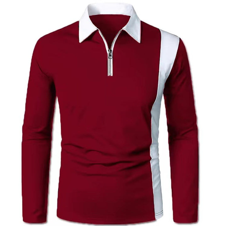 Men's sporty long-sleeve shirt with modern zipper and stylish color contrast Lisslune