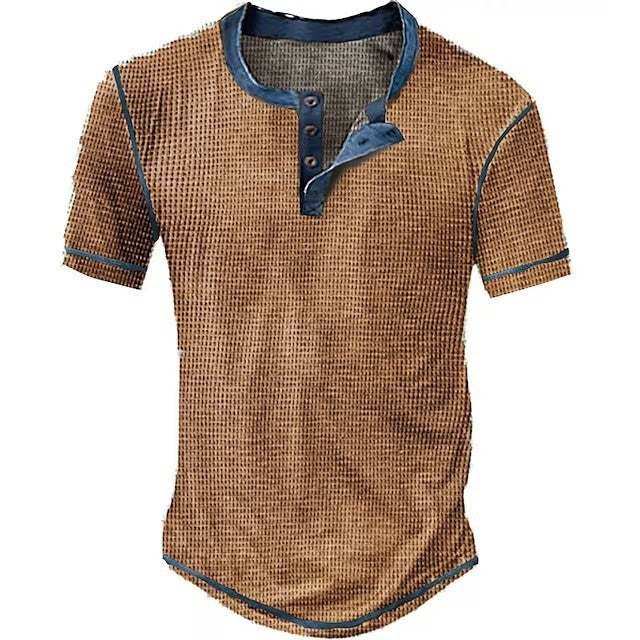 Men's short-sleeve shirt with innovative structural design and fashionable accents Lisslune