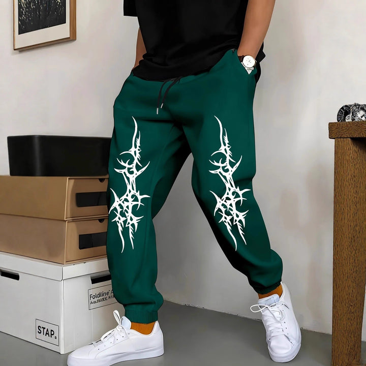 Men's Relaxed Fit Jogging Pants with Eye-Catching Graphic Design Lisslune