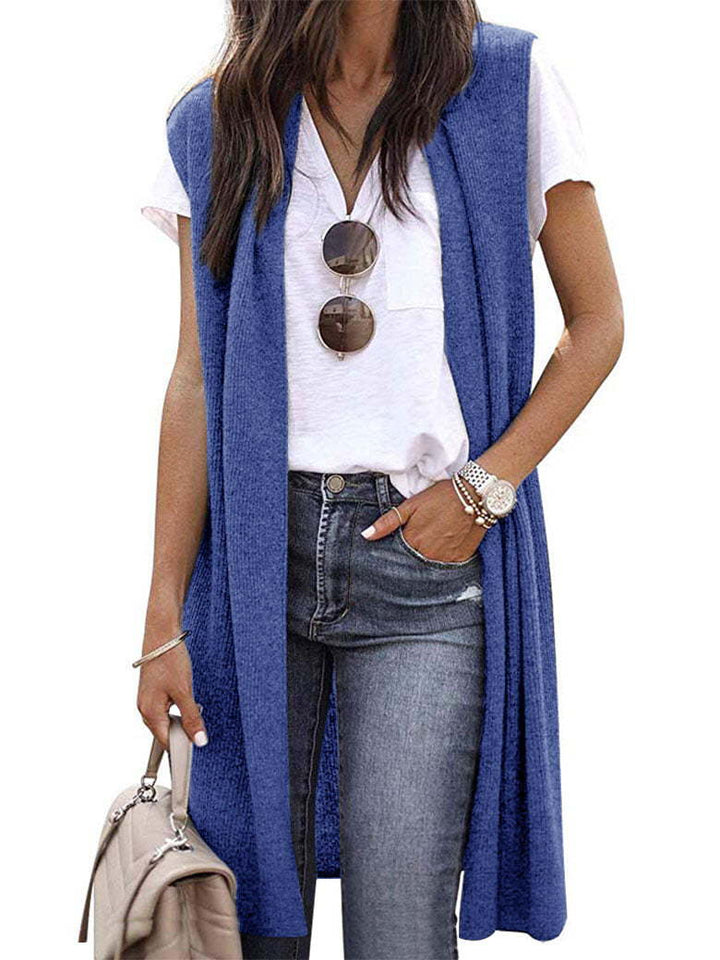 Ladies' Elegant Long Knit Vest in Casual Style