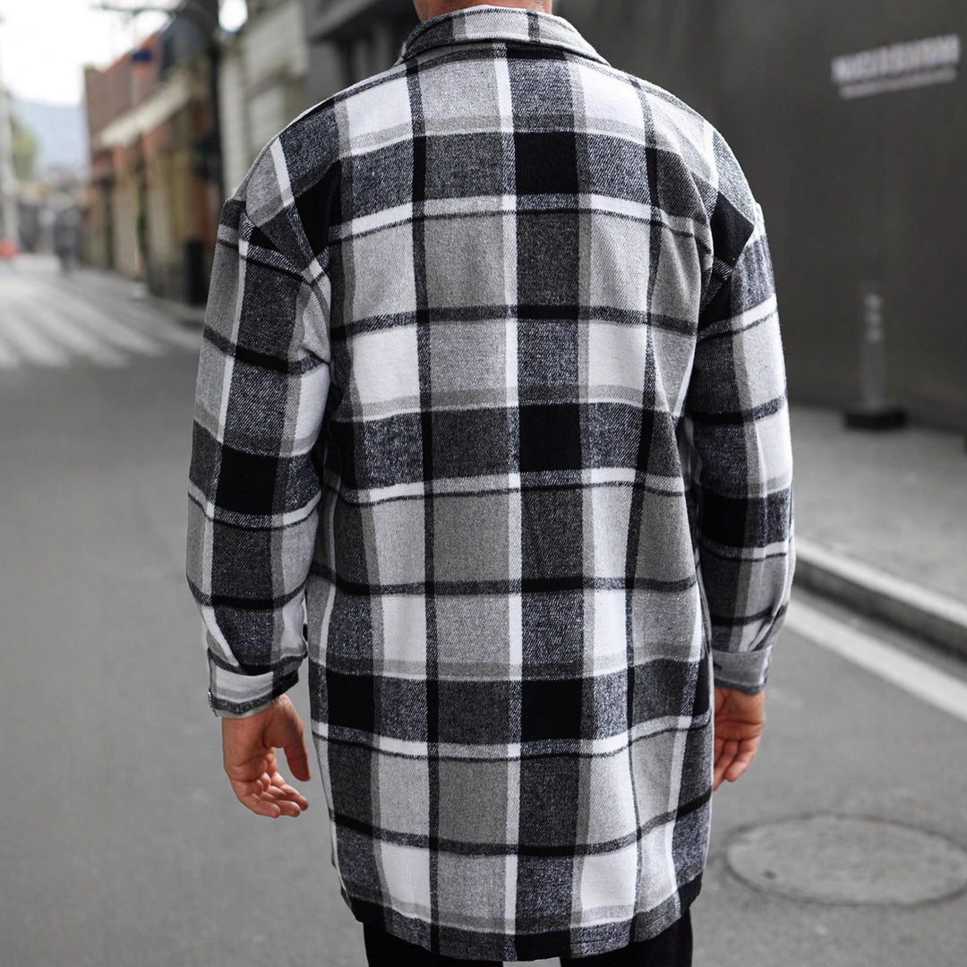 Men's flannel shirt jacket in checked design with practical pockets Lisslune