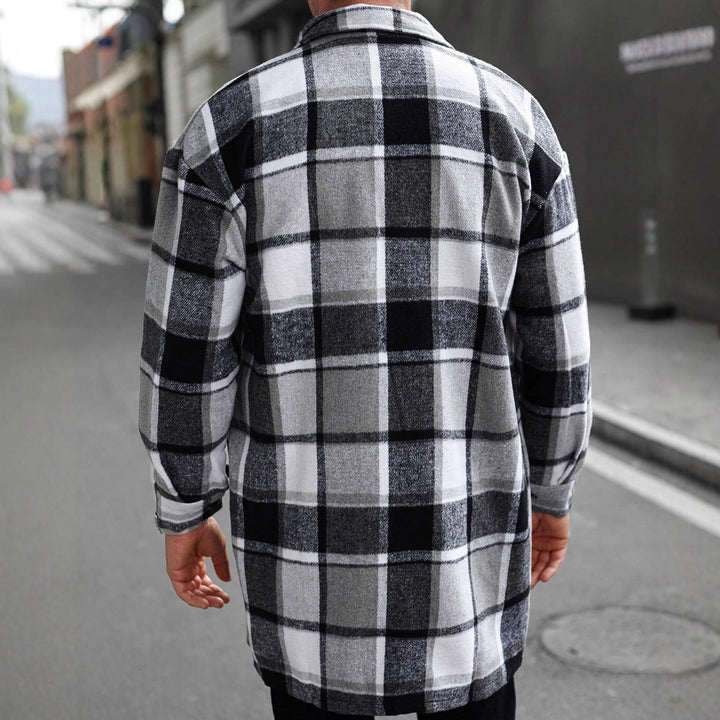 Men's flannel shirt jacket in checked design with practical pockets Lisslune
