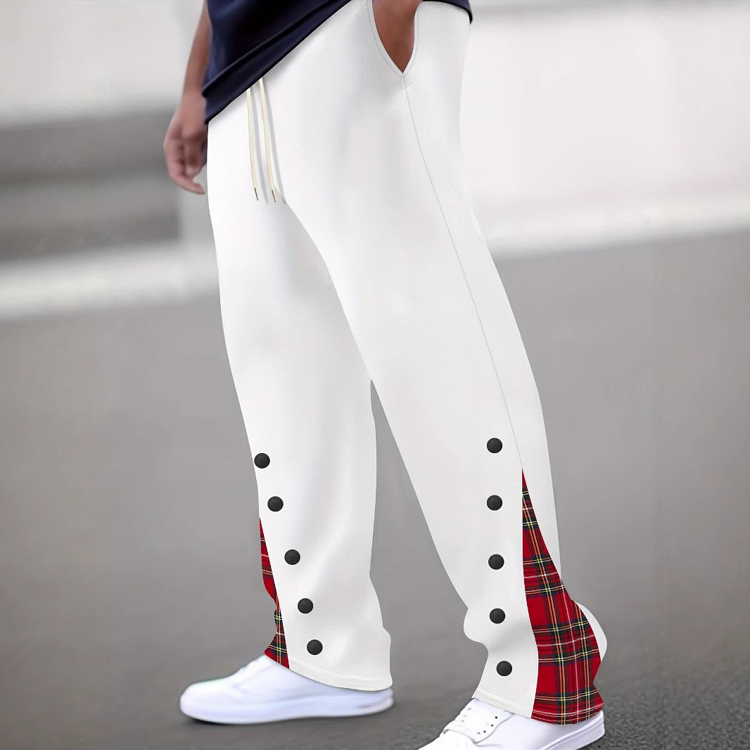 Men's Sporty Jogging Pants with Contrasting Snap Buttons and Breathable Fabric Lisslune