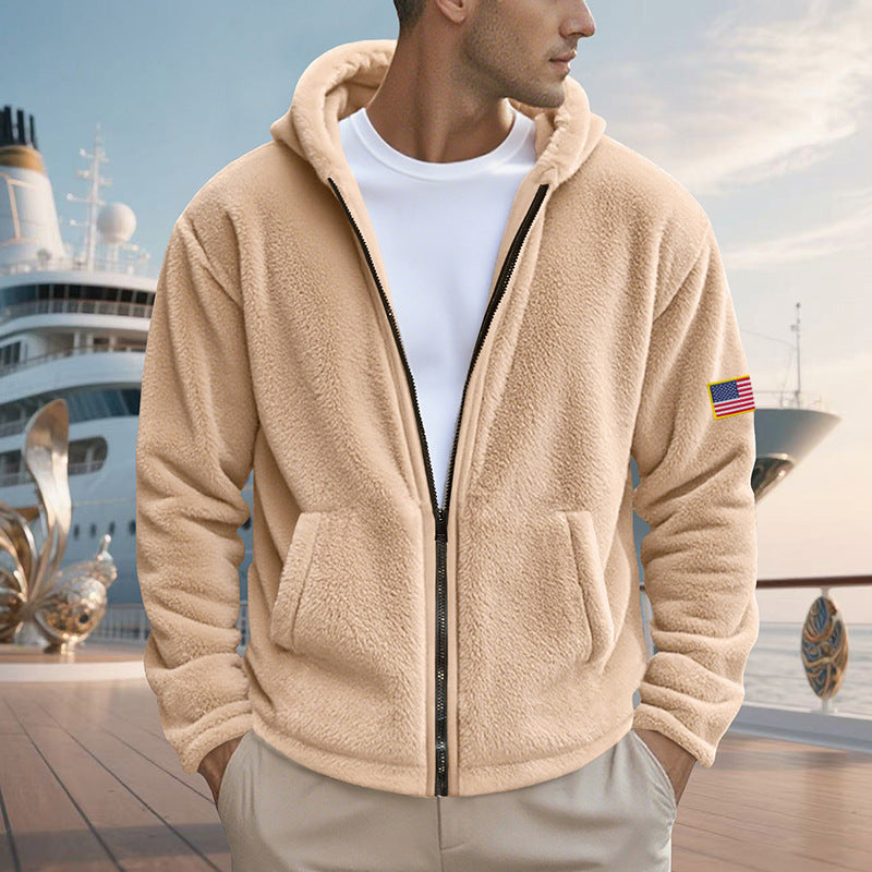 Men's fleece hoodie with practical pockets and modern zipper Lisslune
